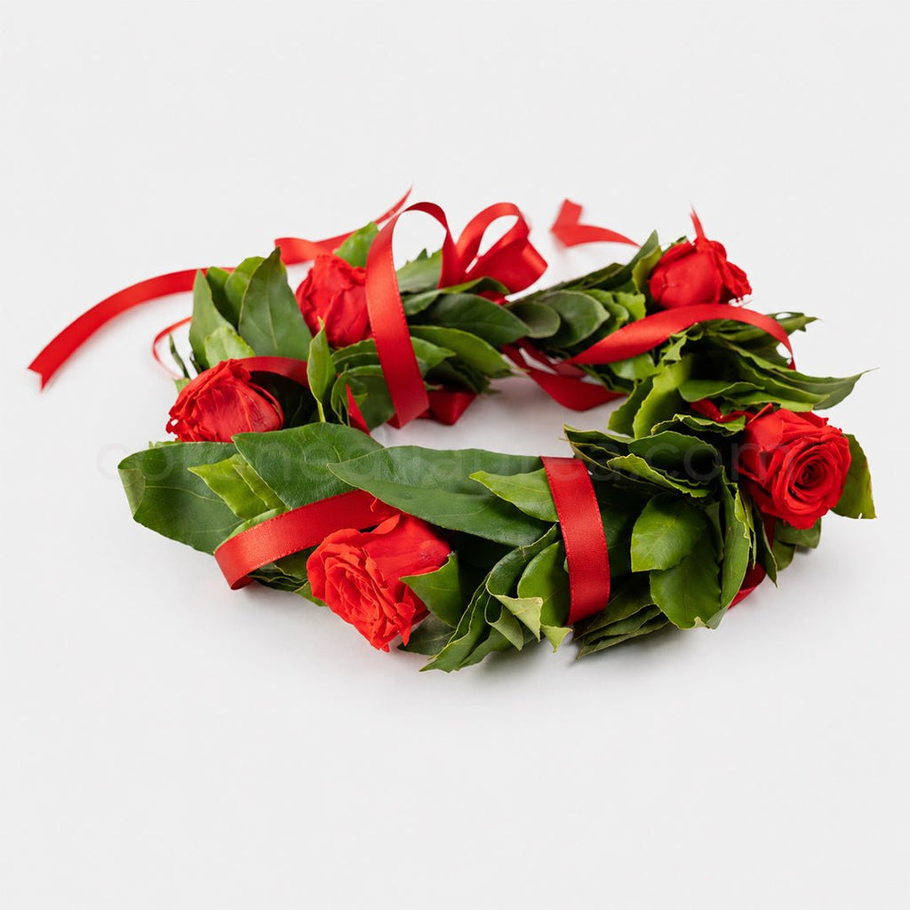 Corona di laurea Rosita - Corona di alloro e rose fresche - coronedilaurea.com