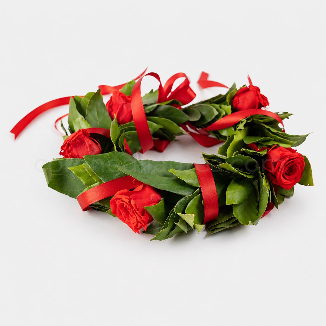 Corona di laurea Rosita - Corona di alloro e rose fresche - coronedilaurea.com