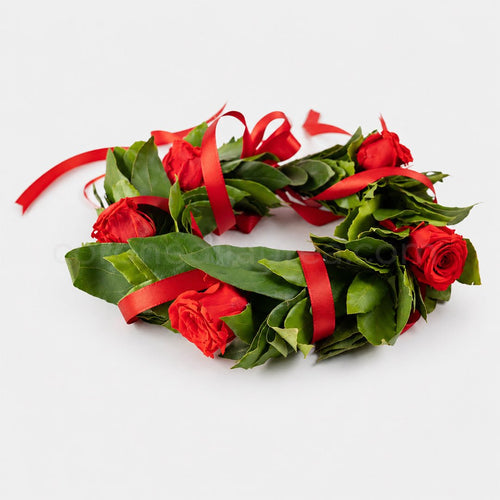 Corona di laurea Rosita - Corona di alloro e rose fresche - coronedilaurea.com