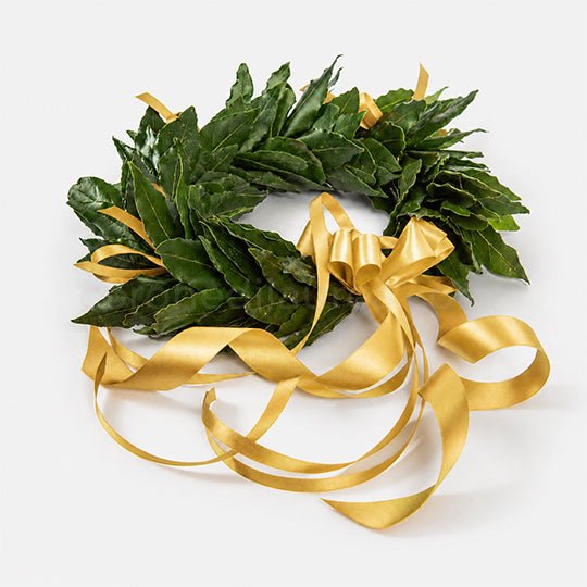 Corona laurea Royal, corona d'alloro con fiocchetti in raso - coronedilaurea.com