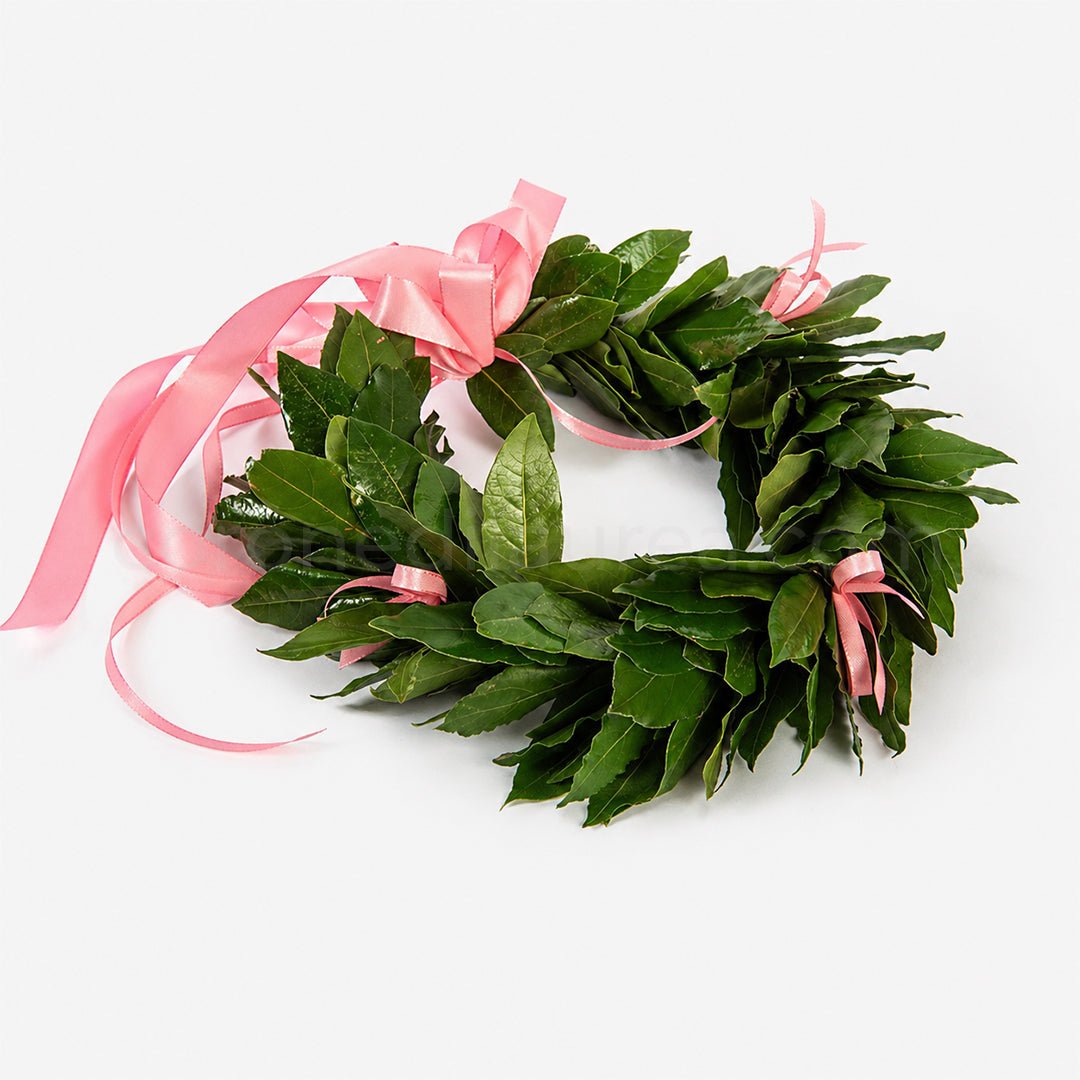 Corona laurea Royal, corona d'alloro con fiocchetti in raso - coronedilaurea.com