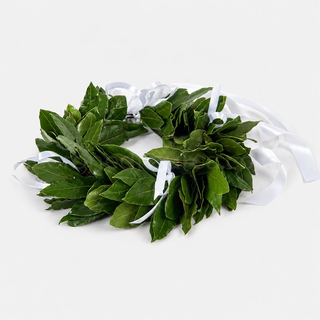 Corona laurea Royal, corona d'alloro con fiocchetti in raso - coronedilaurea.com