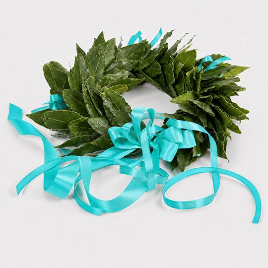 Corona laurea Royal, corona d'alloro con fiocchetti in raso - coronedilaurea.com