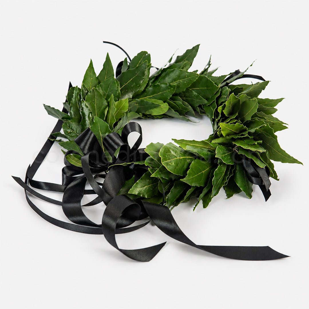 Corona laurea Royal, corona d'alloro con fiocchetti in raso - coronedilaurea.com