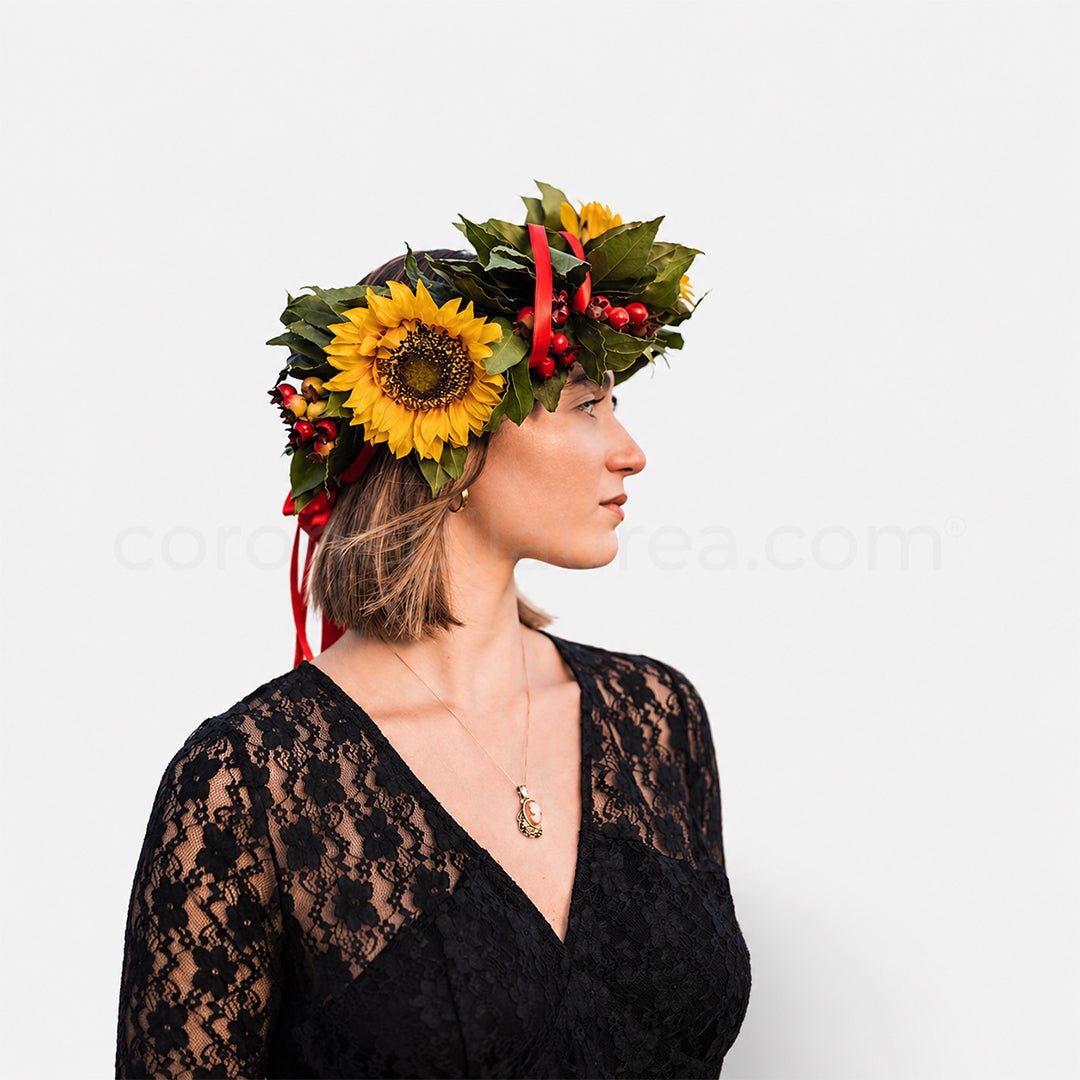 Corona laurea Sunflowers - Corona di alloro per laurea - coronedilaurea.com