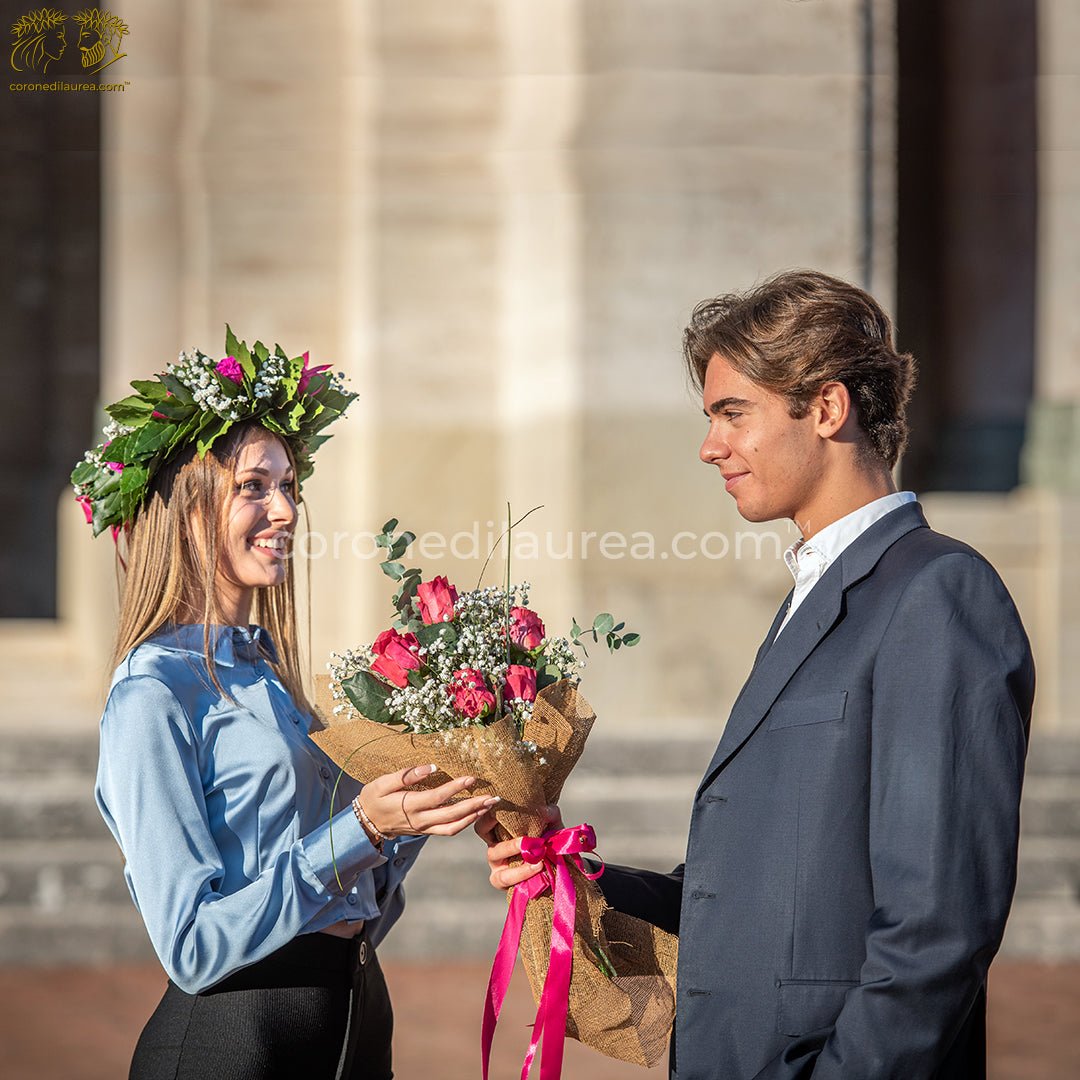 Bouquet Laurea rose fucsia - coronedilaurea.com
