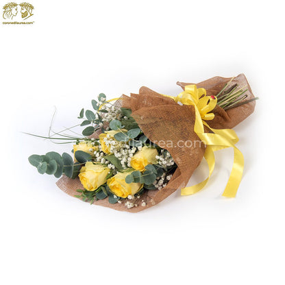 Bouquet Laurea rose gialle - coronedilaurea.com